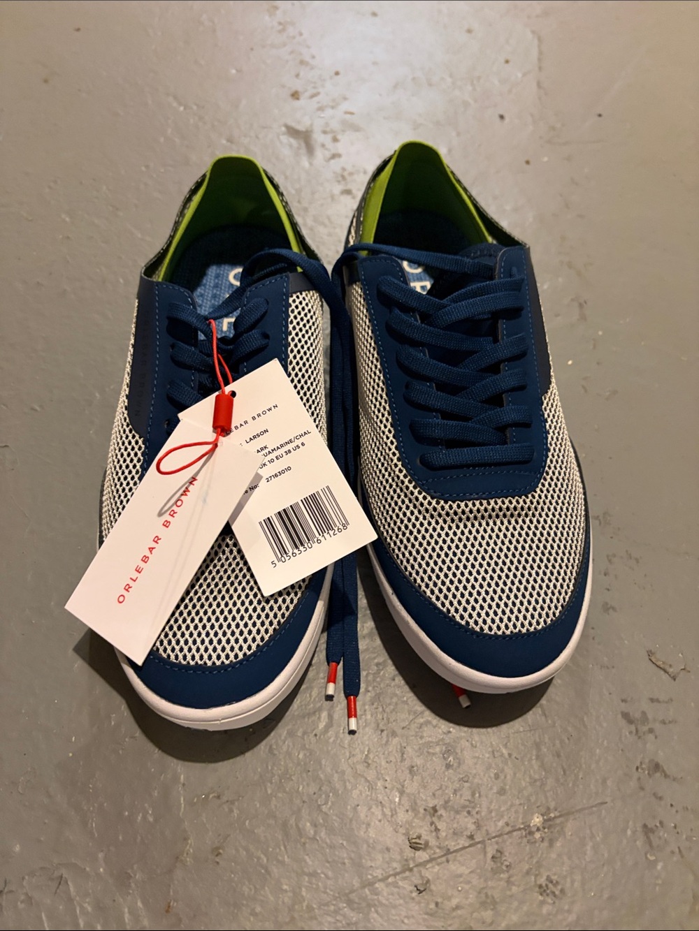 Orlebar Brown Larson Navy, White & Lime Mesh Sneakers